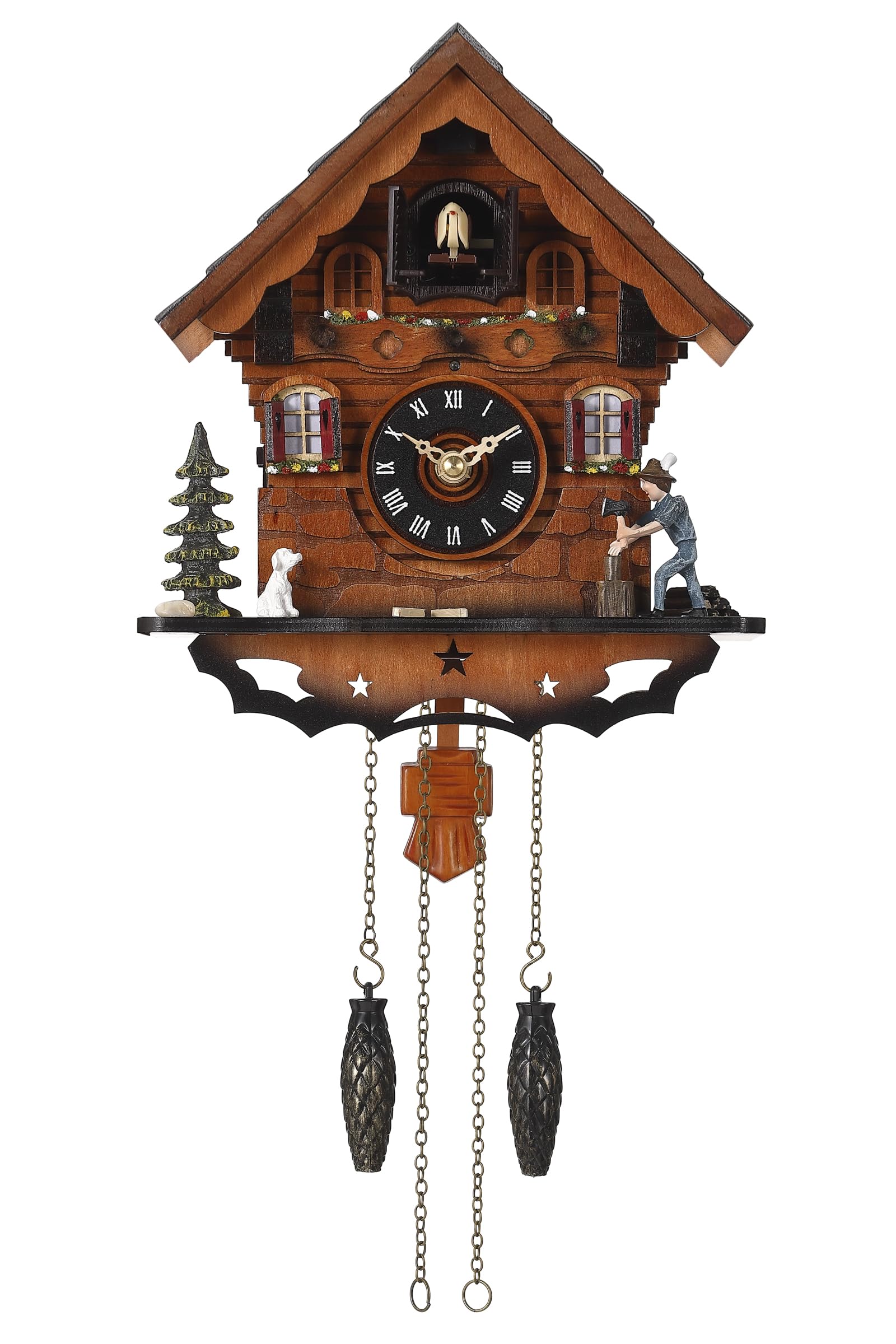 Kintrot vue avant de l'horloge coucou noire, décor authentique