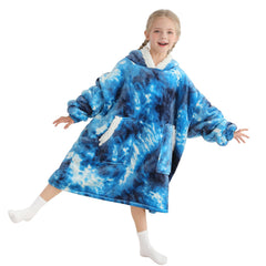 Kipswiza devant du hoodie blanket bleu tie dye, chaleur visible