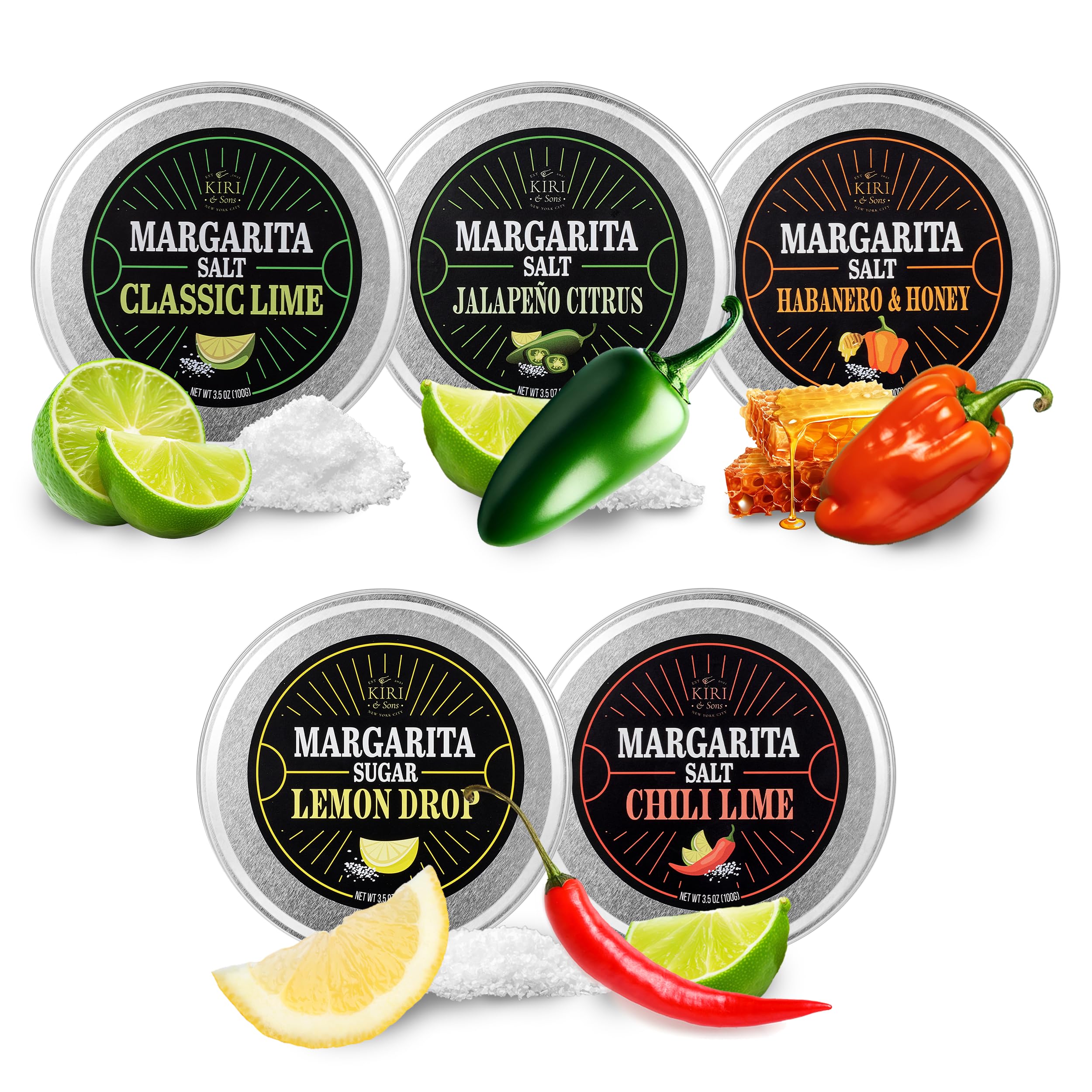Kiri & Sons pack 5 bocaux face montrant variétés et présentation cadeau