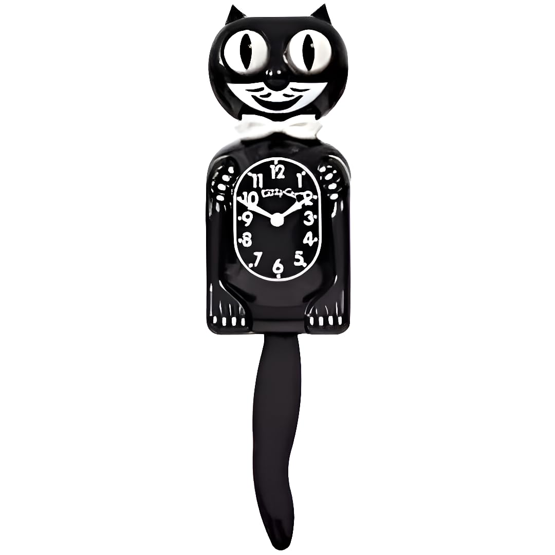 Kit Cat Klock face avant Classic Black Small montrant design noir et attrait décoratif