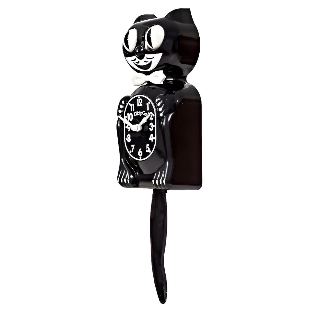 Kit Cat Klock vue de profil dos avec compartiment pile et crochet facilitant l'installation