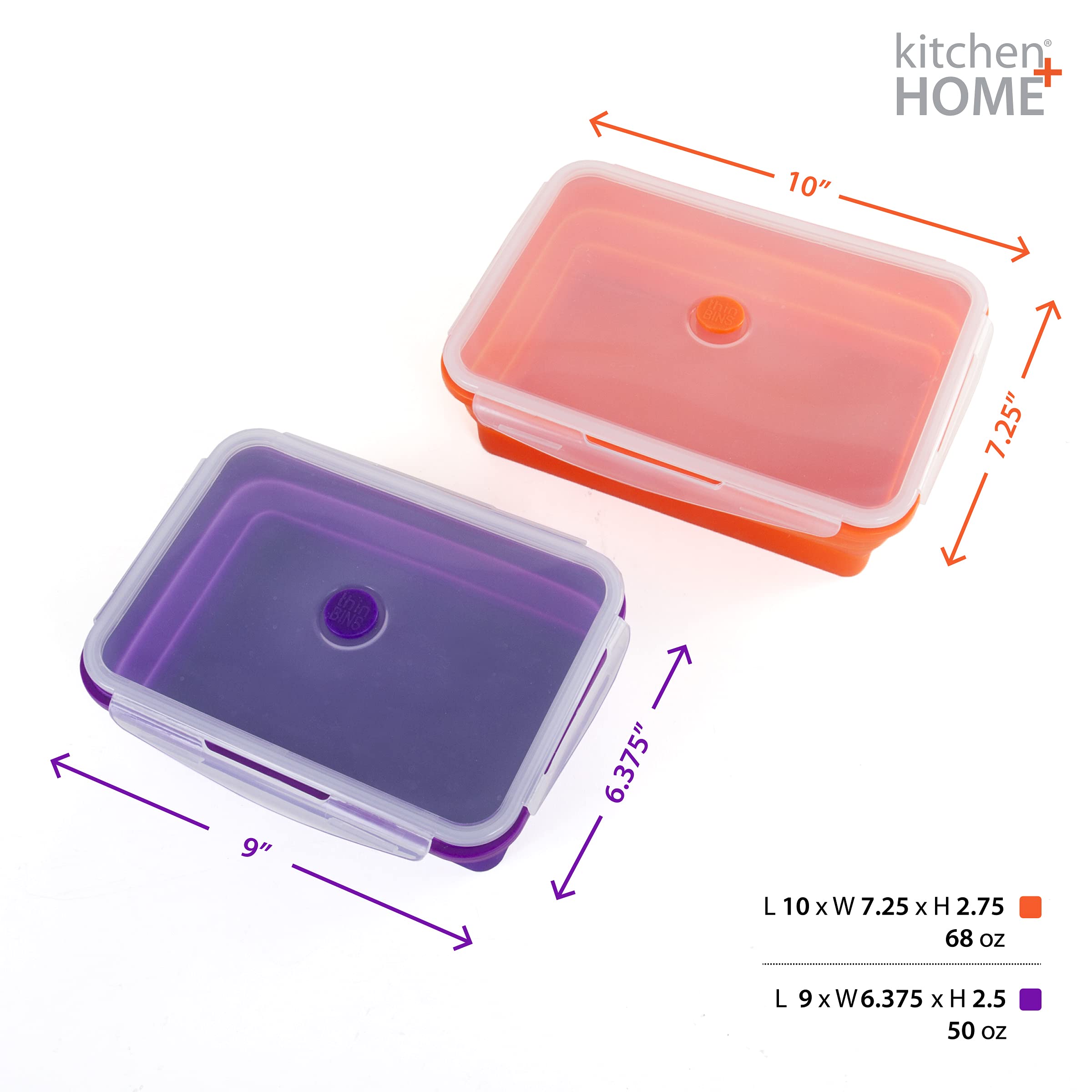 Kitchen Home comparaison taille main montrant dimensions 50 oz et 68 oz pour portions