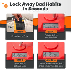 Kitchen Safe K-Safe gros plan sur la minuterie, programmation facile et fiable