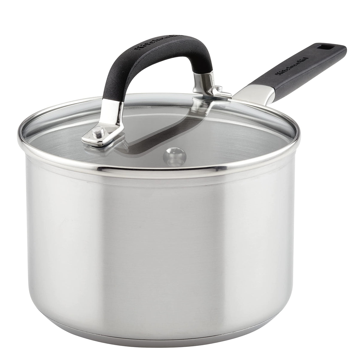 KitchenAid vue avant de la casserole inox montrant sa finition brossée et polyvalence