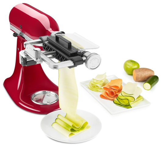 KitchenAid coupe-feuilles vue de face montrant fixation au robot et gain de temps