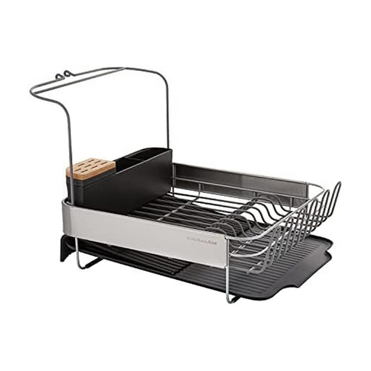 KitchenAid égouttoir vue face noir, capacité et organisation optimisées