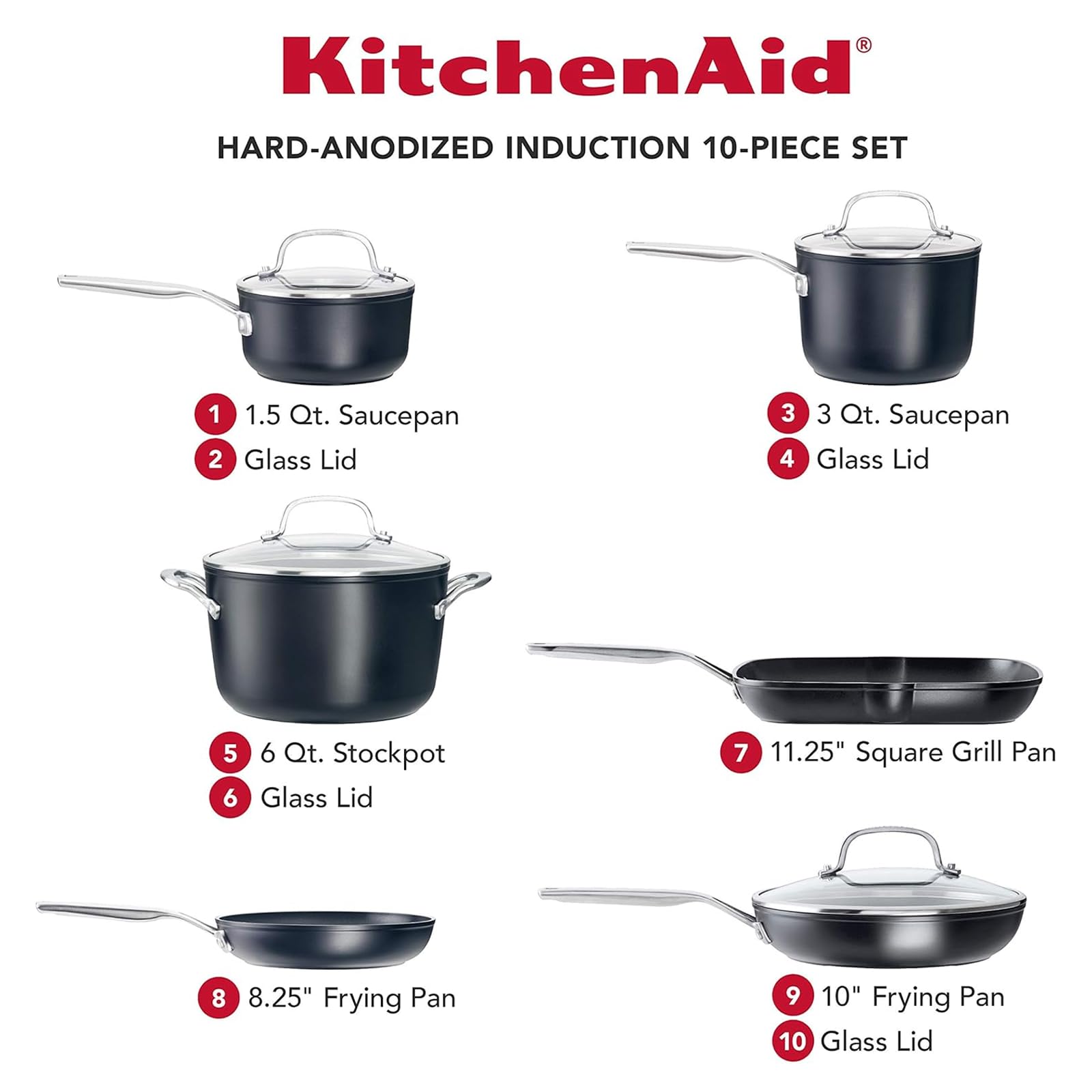 KitchenAid présentation angle du set pour voir formes et tailles