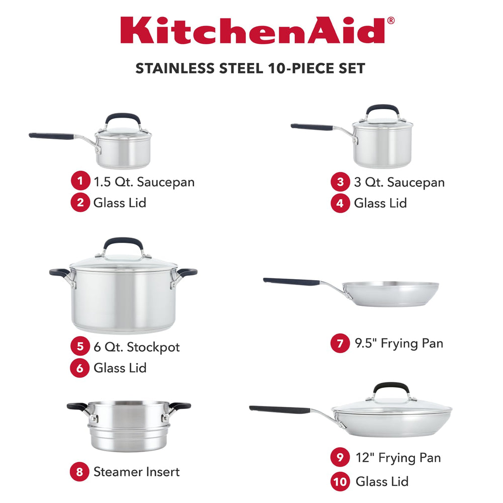 KitchenAid gros plan intérieur inox montrant finition et conduction