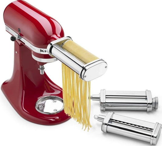 KitchenAid vue avant du set KSMPRA montrant les trois pièces et finition acier inoxydable