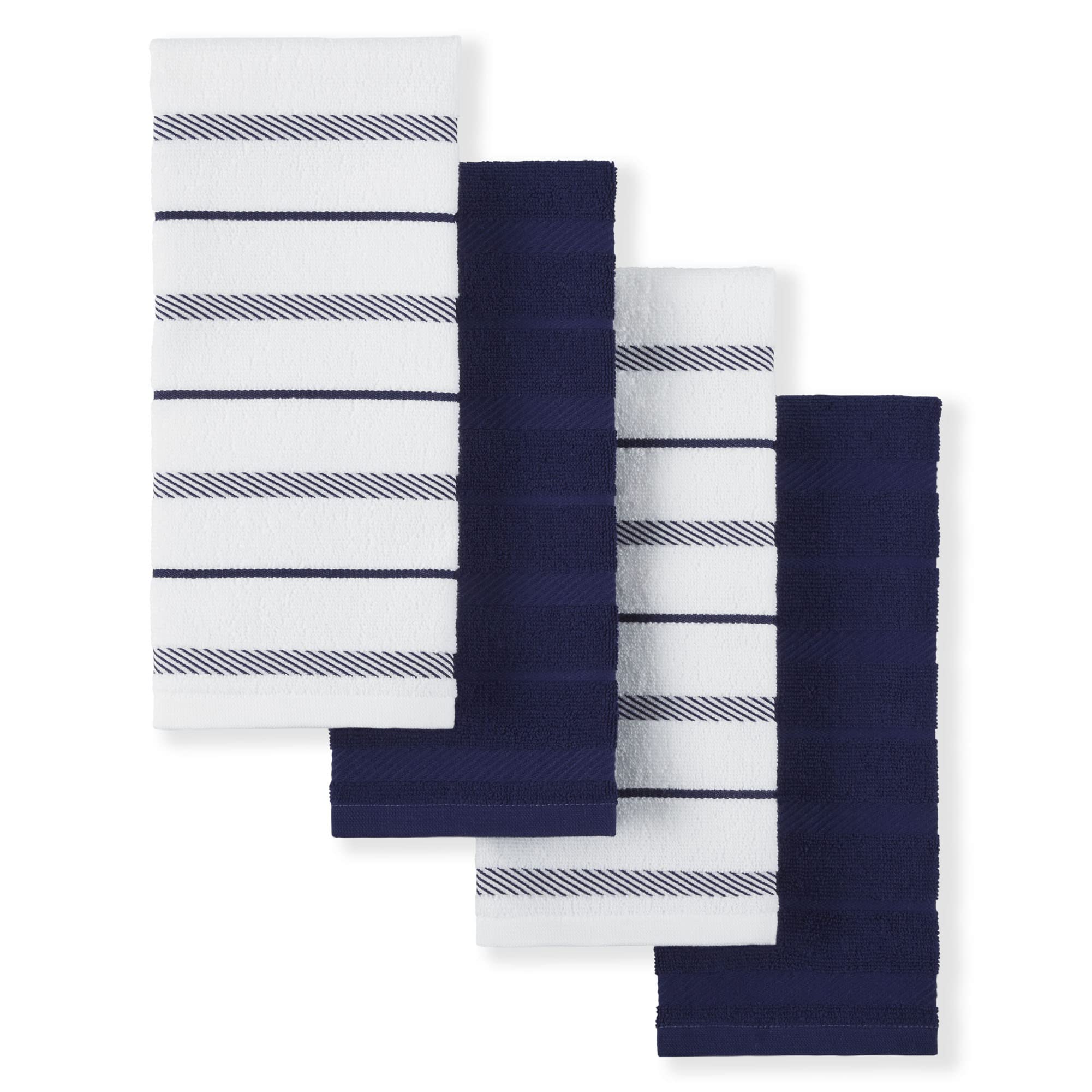 KitchenAid torchon face avant montrant design rayé et couleur cobalt, esthétique utile