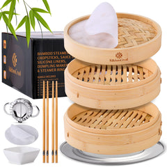 KitchenCrust panier vapeur 10 pouces en bambou posé, stabilité et cuisson naturelle