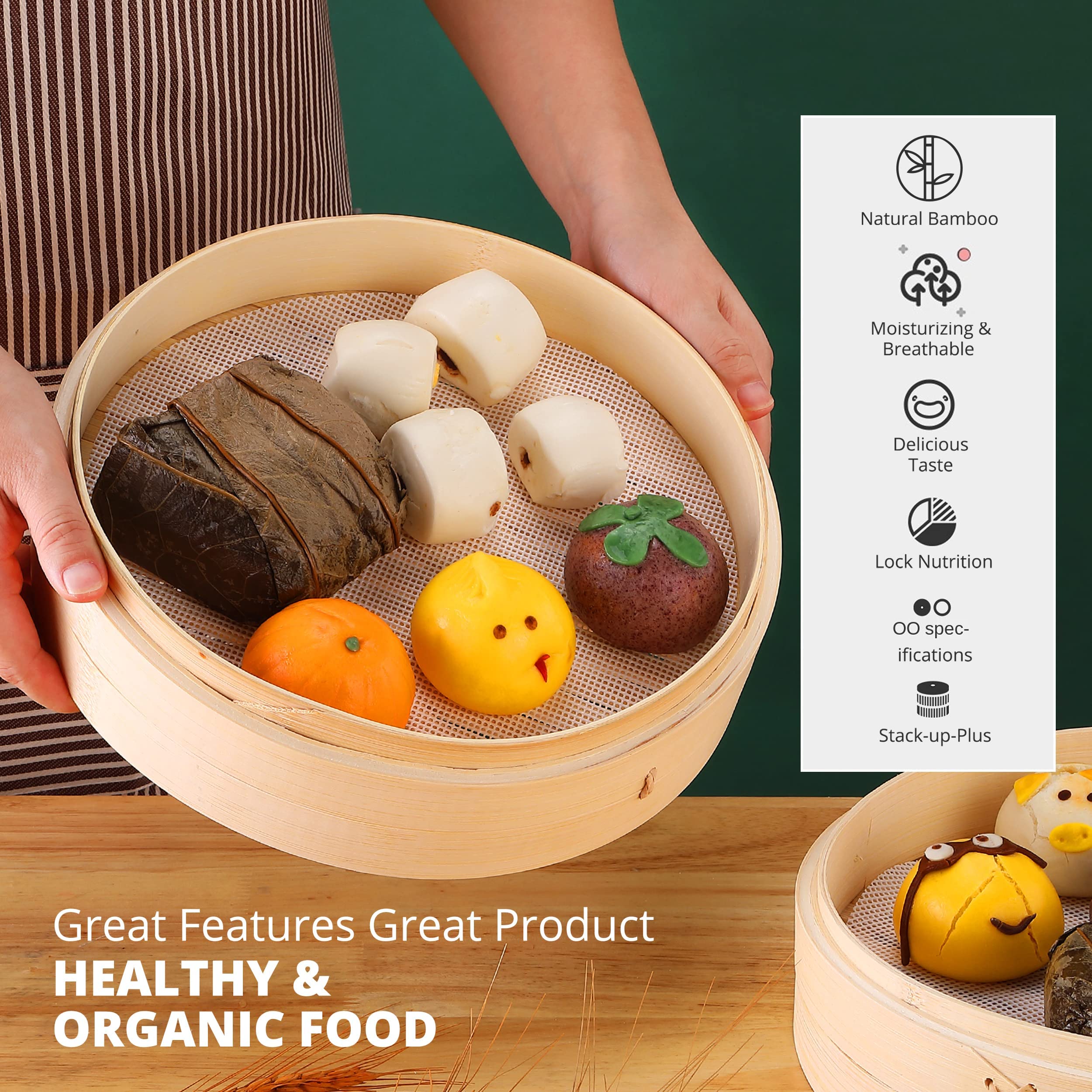 KitchenCrust dim sum cuits dans panier vapeur, textures légères et non détrempées
