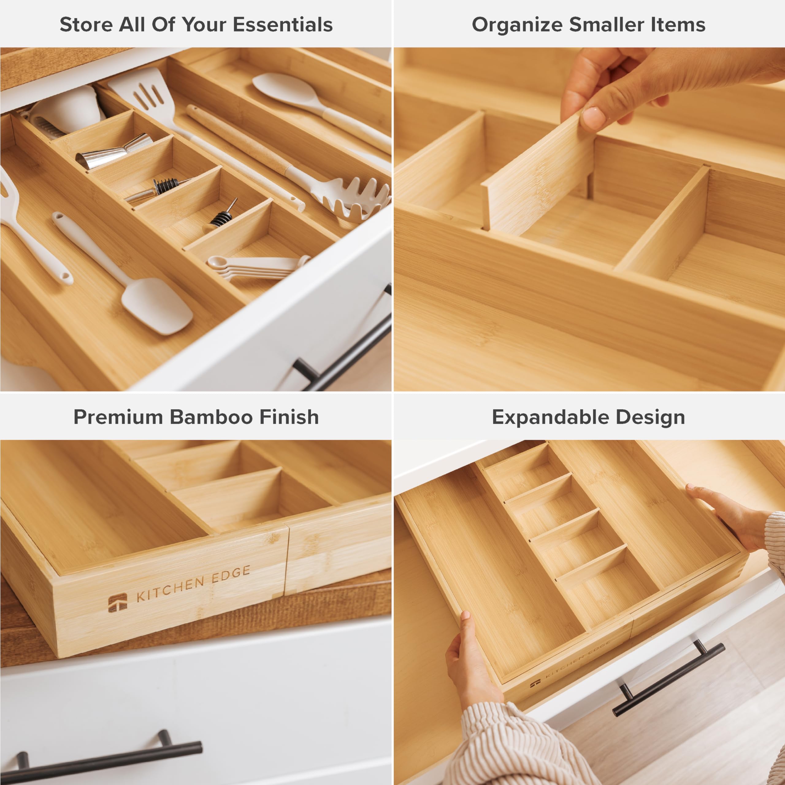 KitchenEdge configuration ouverte avec diviseurs démontables, facilite organisation personnalisée