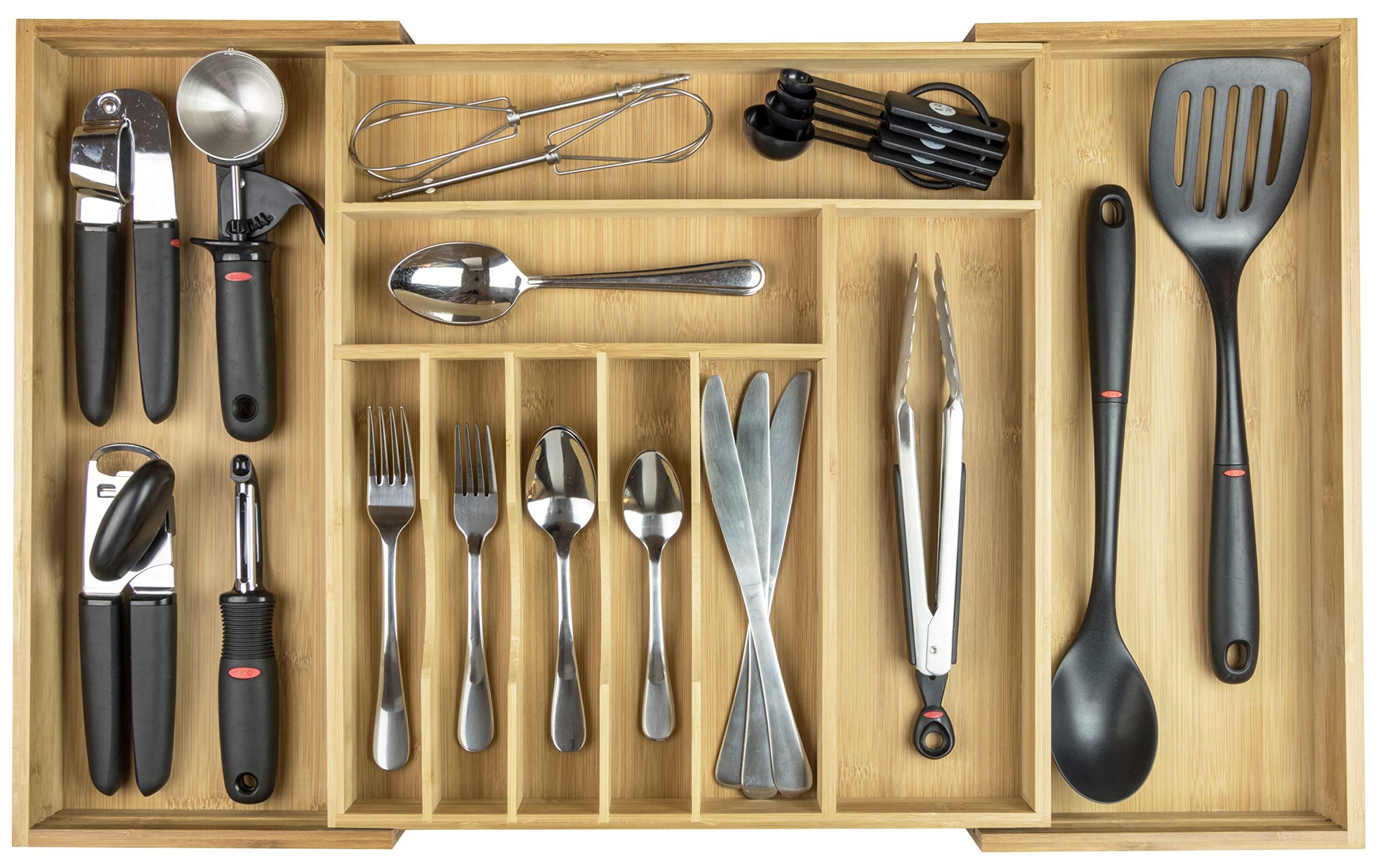 KitchenEdge vue avant du range-couverts bambou, organisation élégante