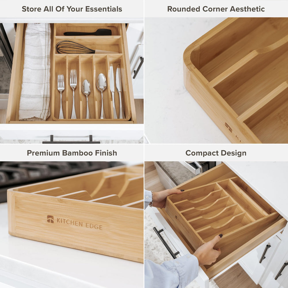 KitchenEdge organiseur installé dans un tiroir illustrant ajustement parfait