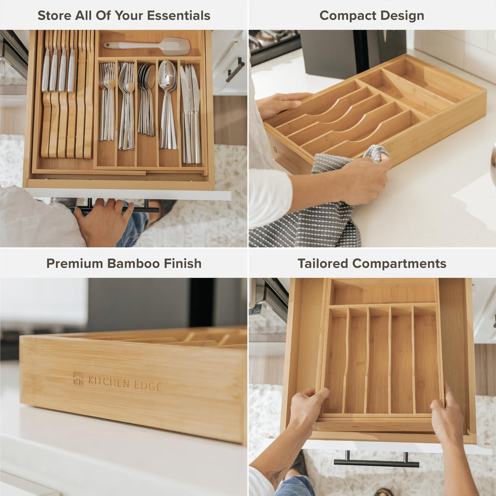 KitchenEdge organisateur en tiroir en usage facilitant accès rapide aux couverts