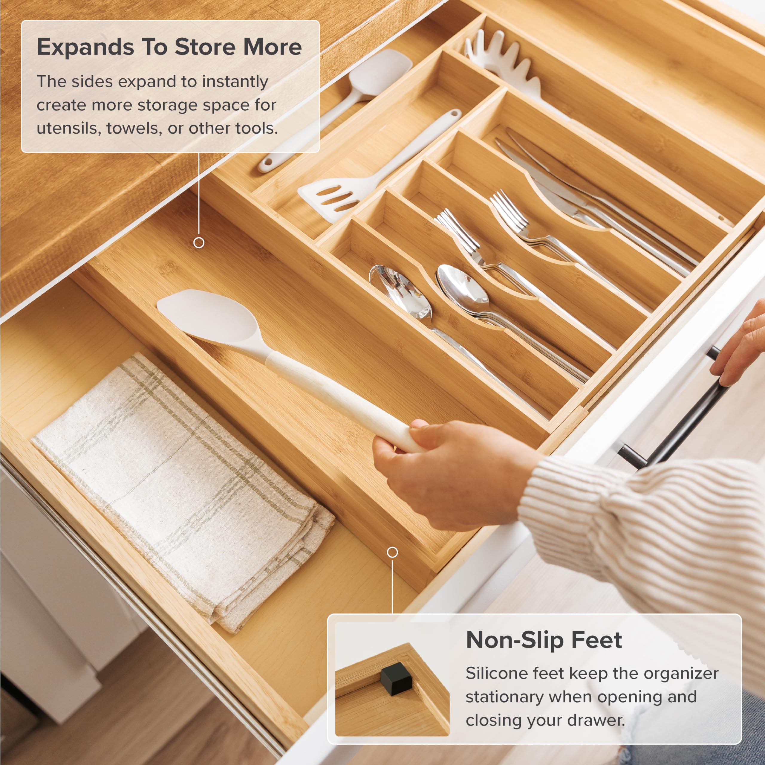 KitchenEdge plan profil montrant hauteur supplémentaire pour ustensiles