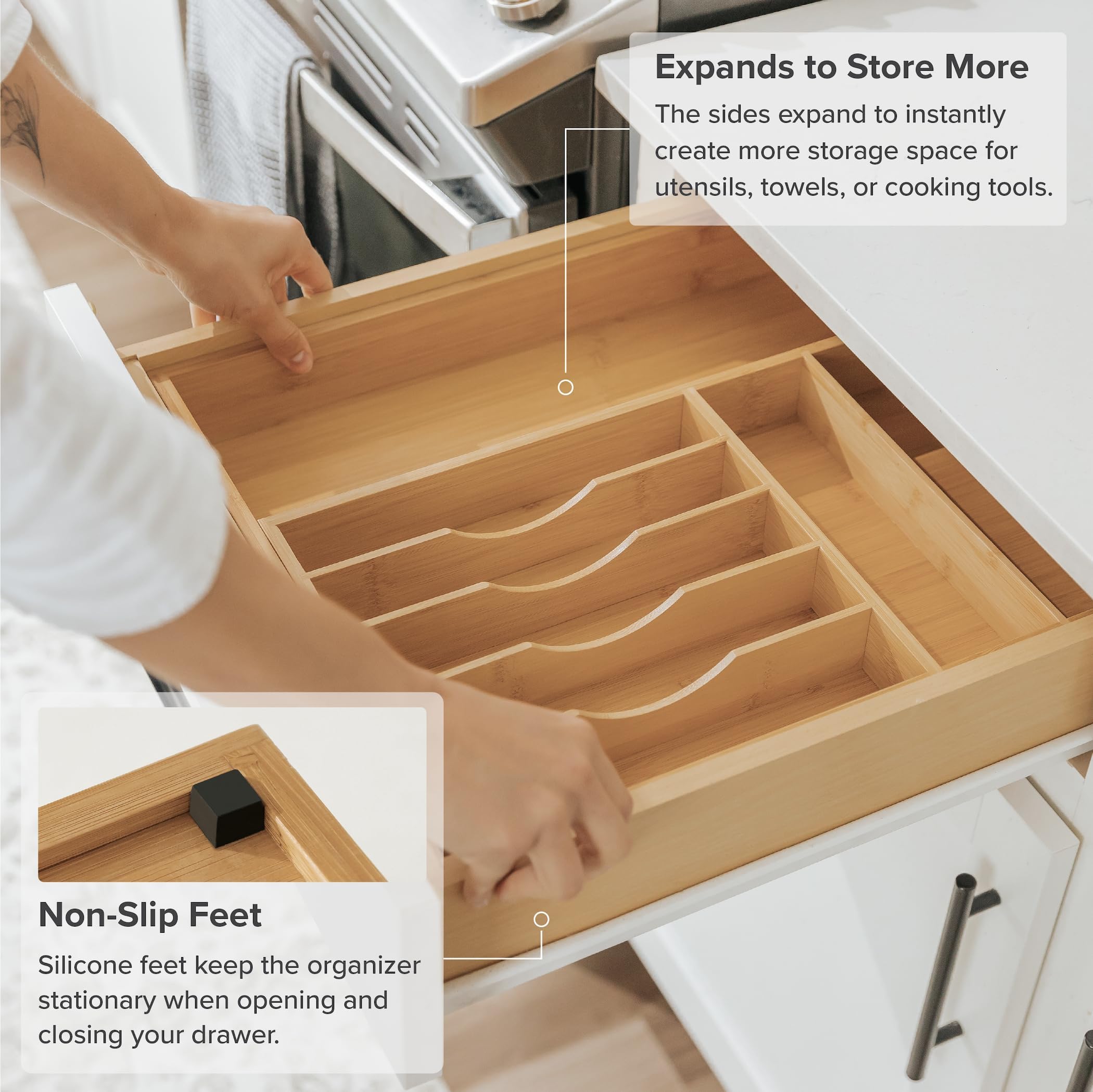 KitchenEdge vue dessous fond solide pour éviter affaissement et renforcer durabilité