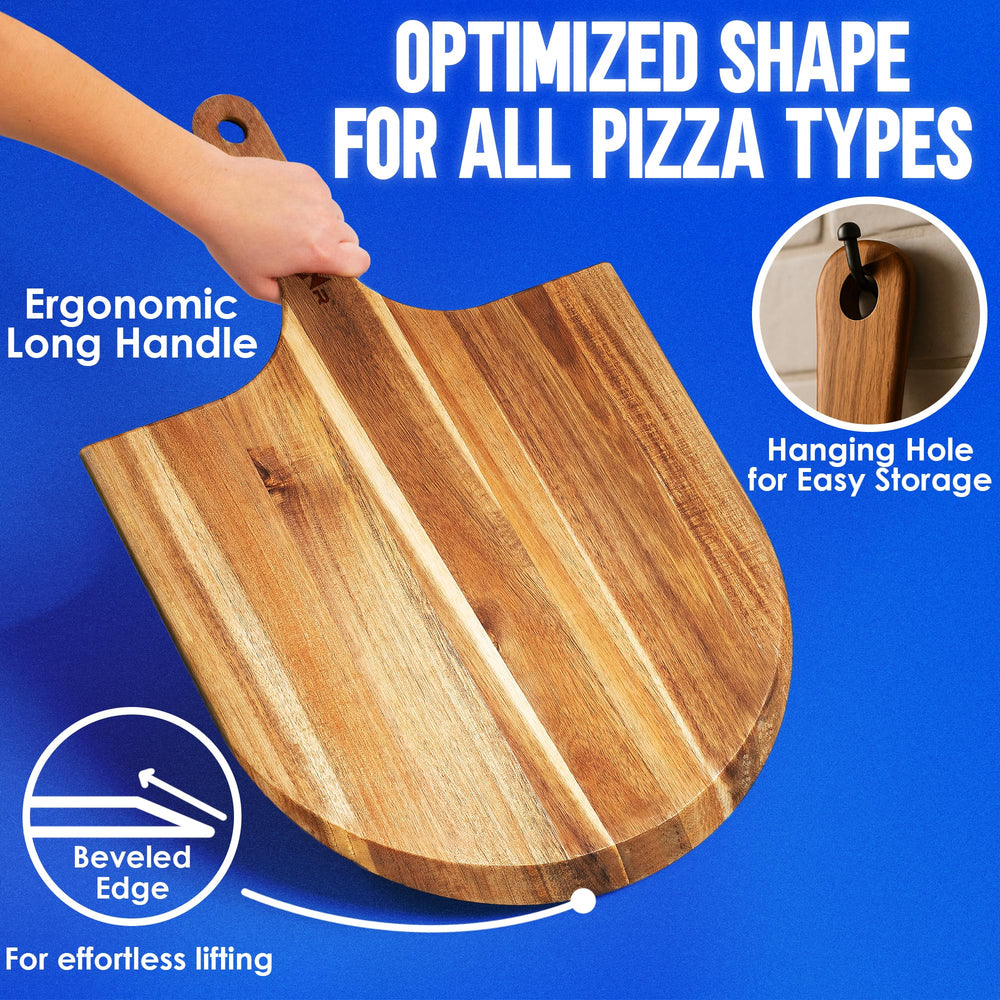 KitchenStar bord biseauté facilitant l'insertion sous la pizza