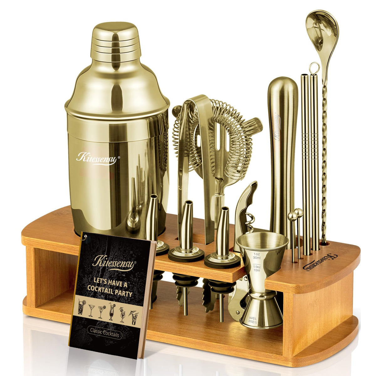 KITESSENSU vue de face de l’ensemble champagne gold, présentation élégante