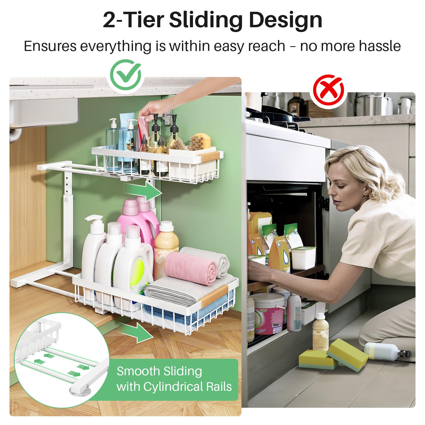 Kitstorack réglage de hauteur montrant 5 positions pour s’adapter à différentes tailles