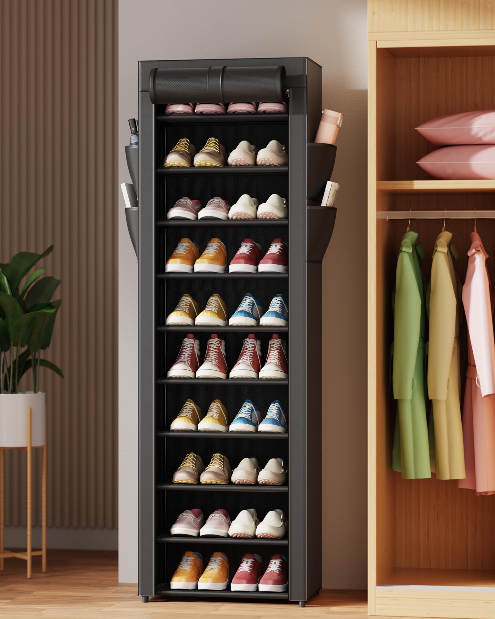 Kitsure comparaison d'échelle montrant 20 paires de chaussures sur l'étagère