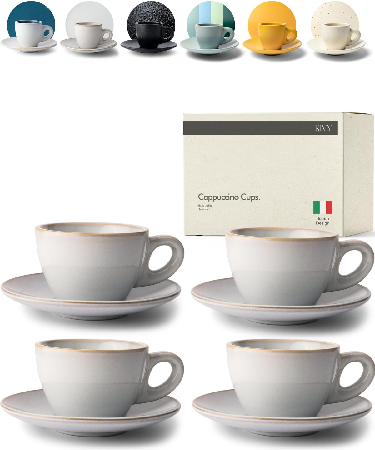 KIVY vue de face de la tasse cappuccino présentant un design italien élégant