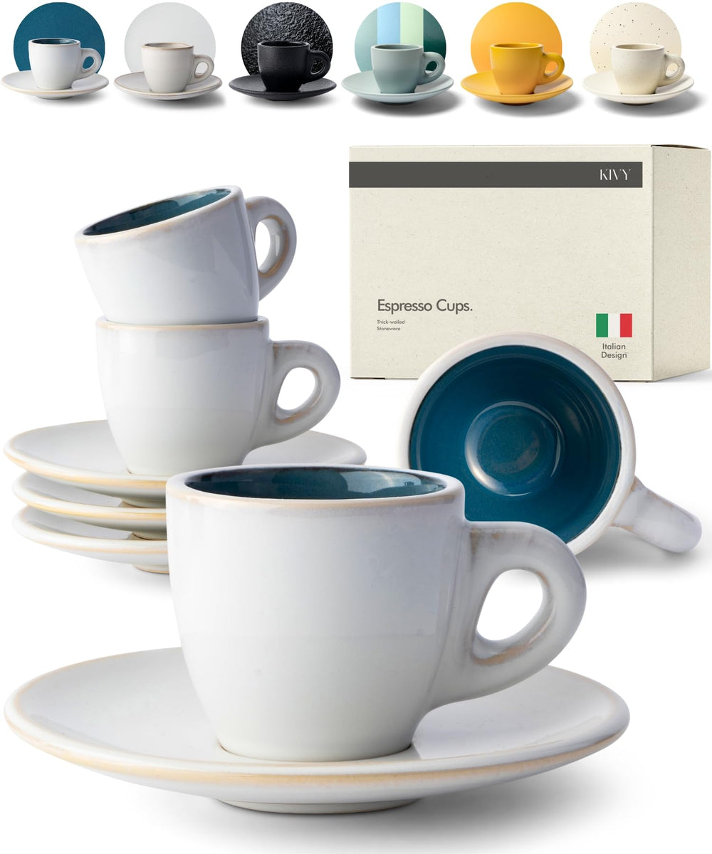 KIVY tasse espresso ensemble devant montrant un design italien élégant