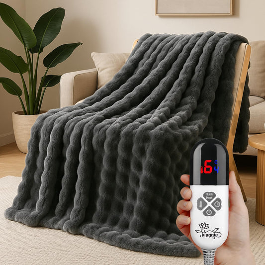 Klaggie plaid chauffant face montrant style et confort pratique