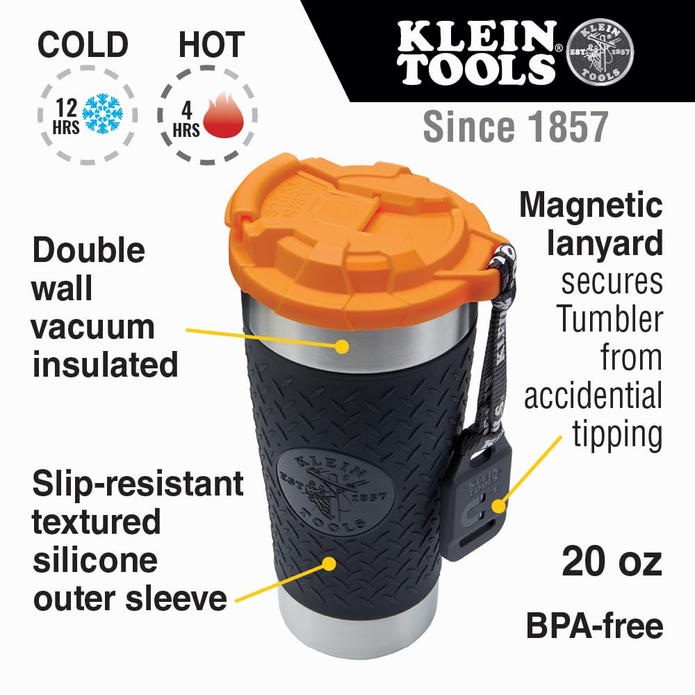 Klein Tools gros plan sur le couvercle double-filetage et le clapet facile à ouvrir