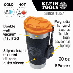 Klein Tools gros plan sur le couvercle double-filetage et le clapet facile à ouvrir