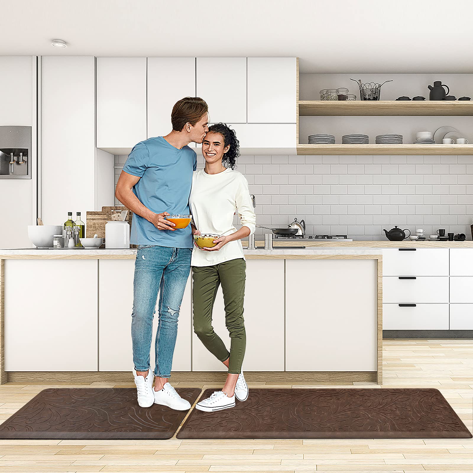 KMAT ensemble des deux tapis dans une cuisine montrant protection du sol