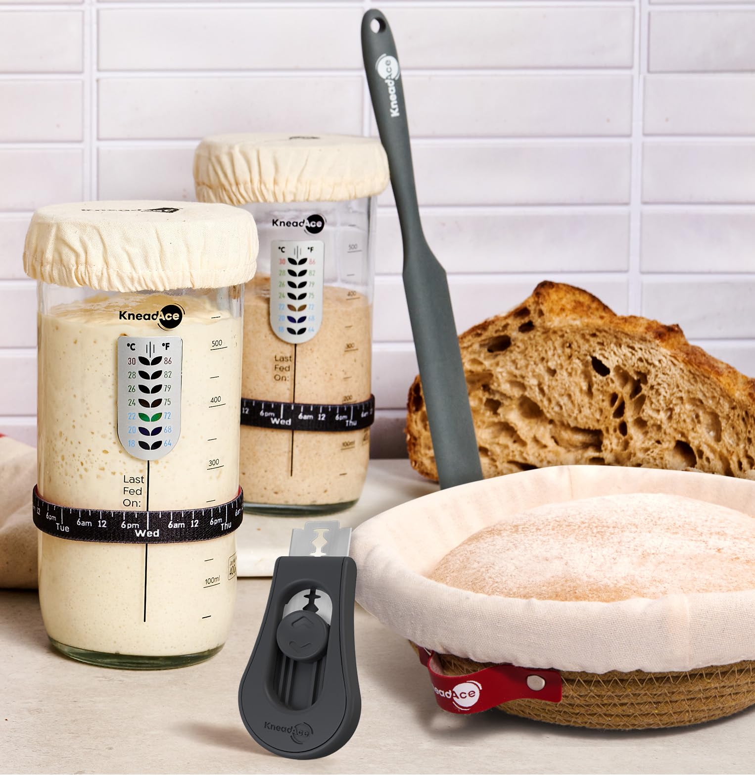 KNEADACE comparaison d'échelle montrant la taille réelle du pot 24oz