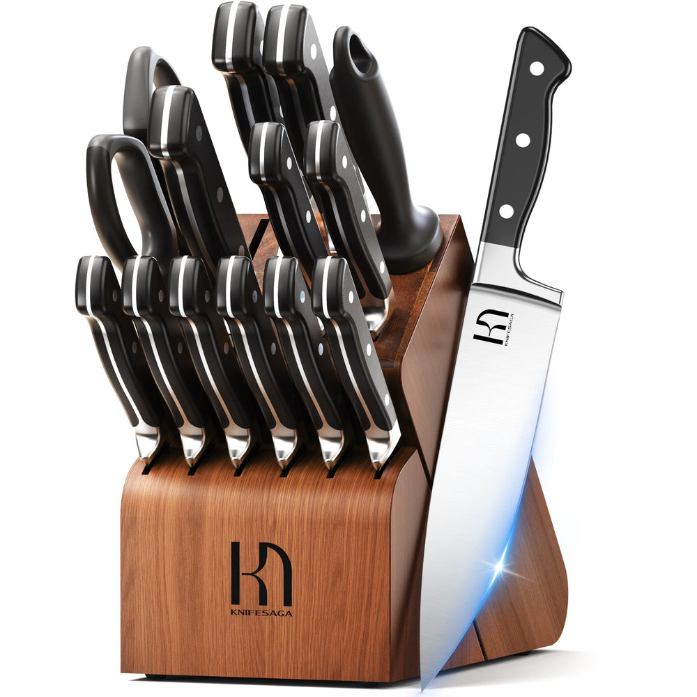 KnifeSaga vue avant du coffret 15 pièces montrant organisation et esthétisme