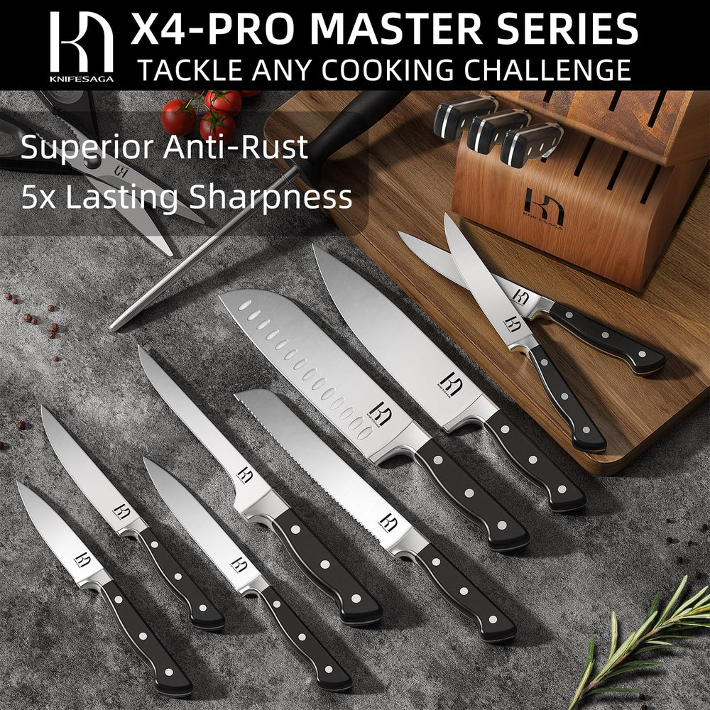 KnifeSaga couteau de chef en action coupe nette de légumes rapidement
