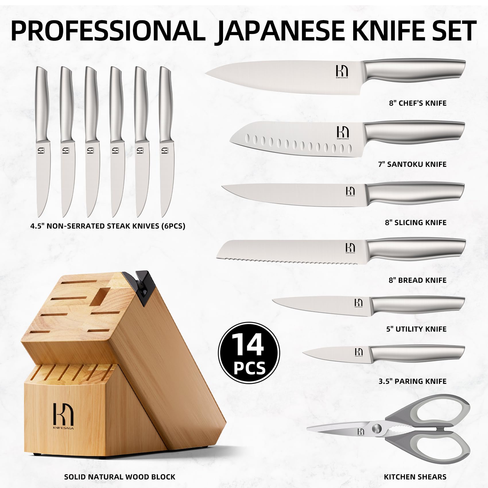 KnifeSaga couteaux à steak en main démontrant découpe nette et contrôlée