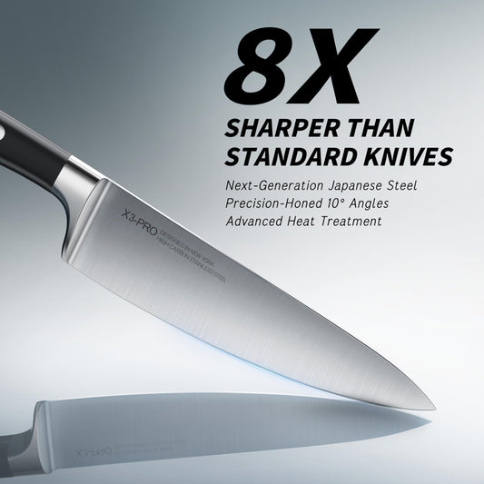 KnifeSaga gros plan des lames montrant la finition polie et le biseau 10°, pour une coupe précise
