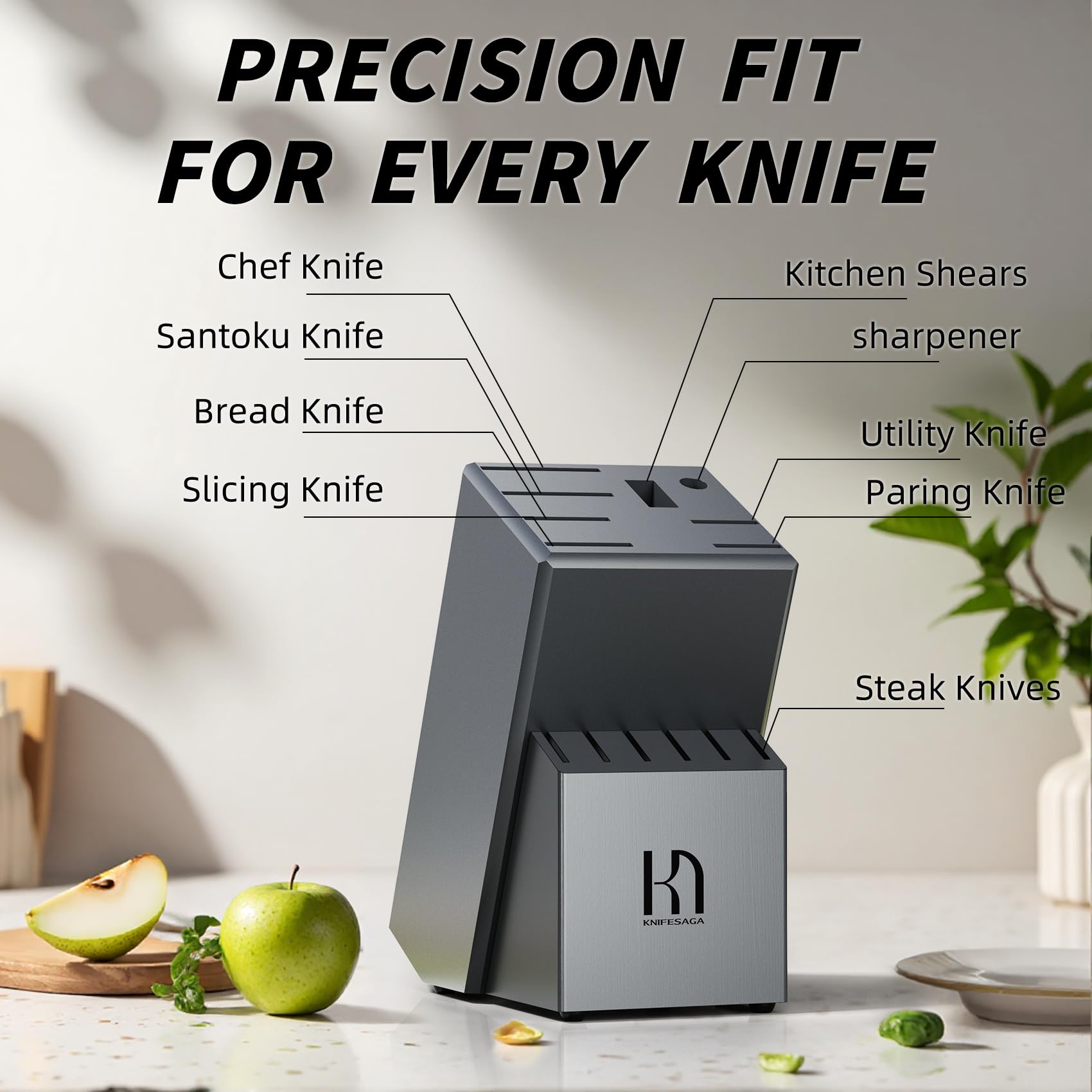 KnifeSaga fusil d’affûtage et ciseaux de cuisine, entretien et polyvalence pratiques