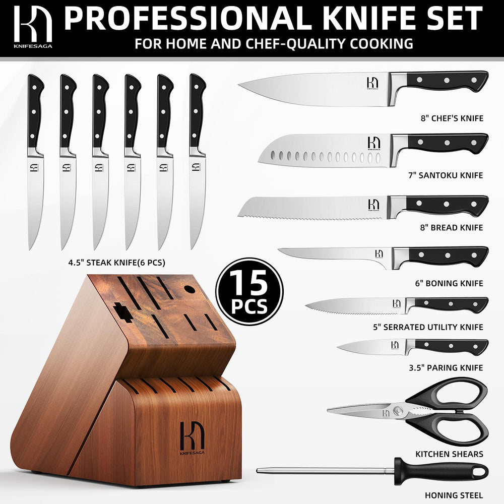 KnifeSaga ensemble de couteaux à steak présentés pour service élégant