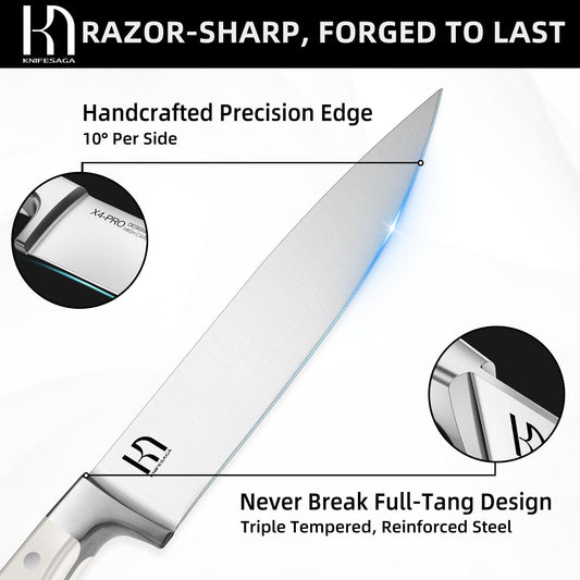 KnifeSaga profil de lame montrant finition et rétention de tranchant supérieure