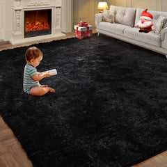 KNZE tapis shag face complète noir montrant la zone moelleuse pour détente