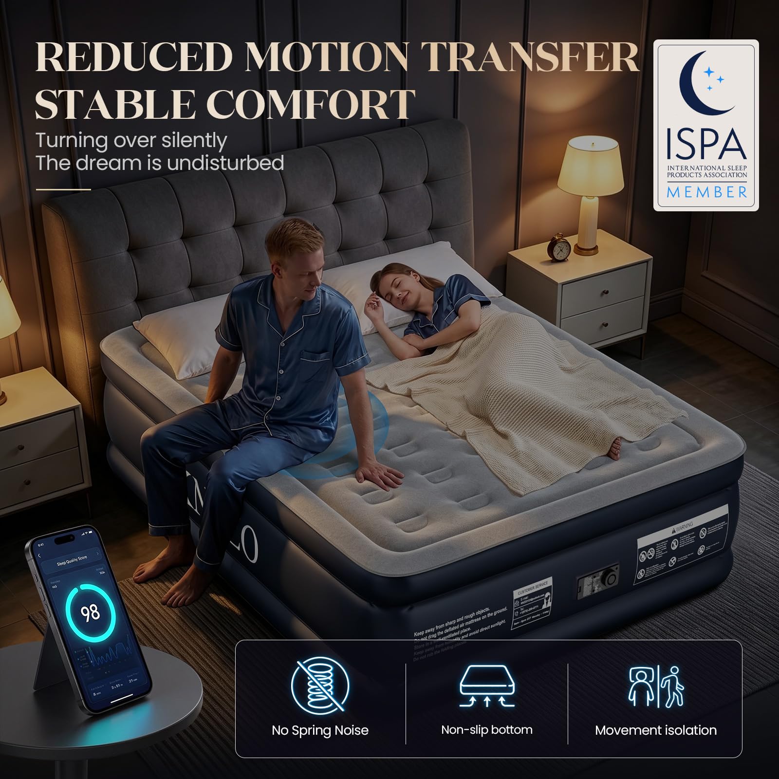 KNZZO matelas gonflé en chambre proche d’un lit traditionnel, confort