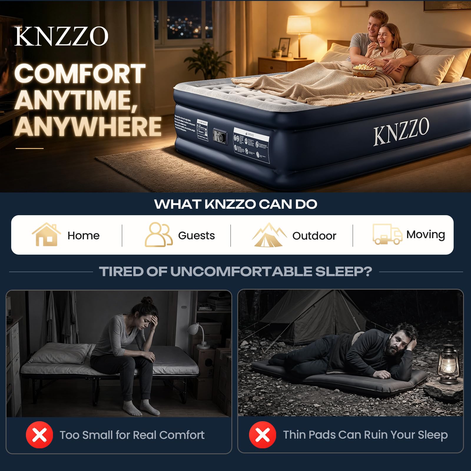 KNZZO fond antidérapant stabilise le matelas sur différentes surfaces