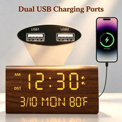 Kogonee réveil ports USB montrant recharge simultanée pratique