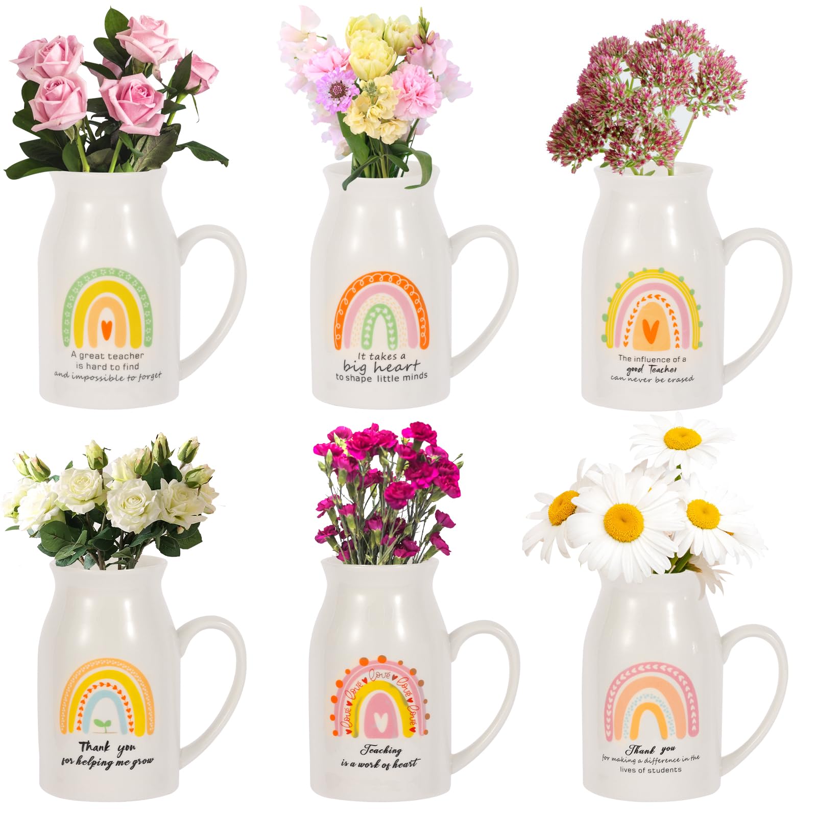 Kolewo4ever lot de six vases vus de face pour cadeau enseignant, apporte couleur