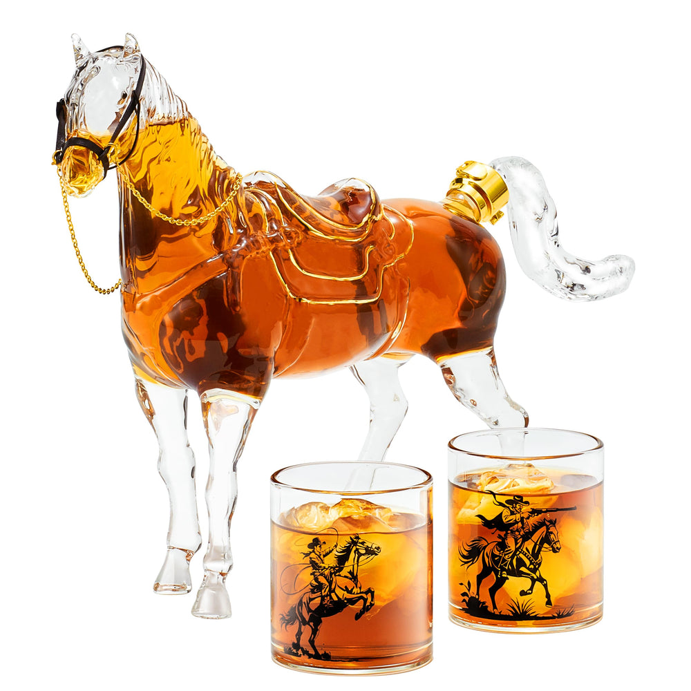 Kollea carafe devanture montrant silhouette cheval et style Western, élégance pour bar