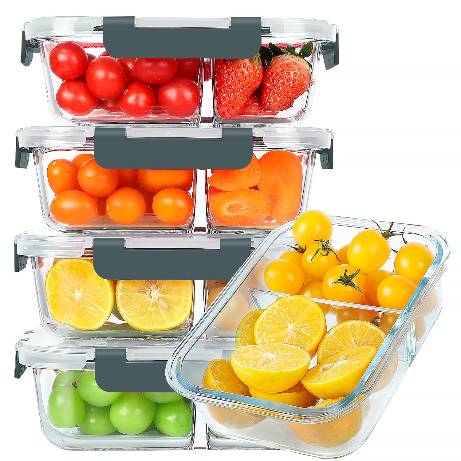 KOMUEE boîte repas 30 oz ouverte montrant capacité et compartiments, rangement optimisé