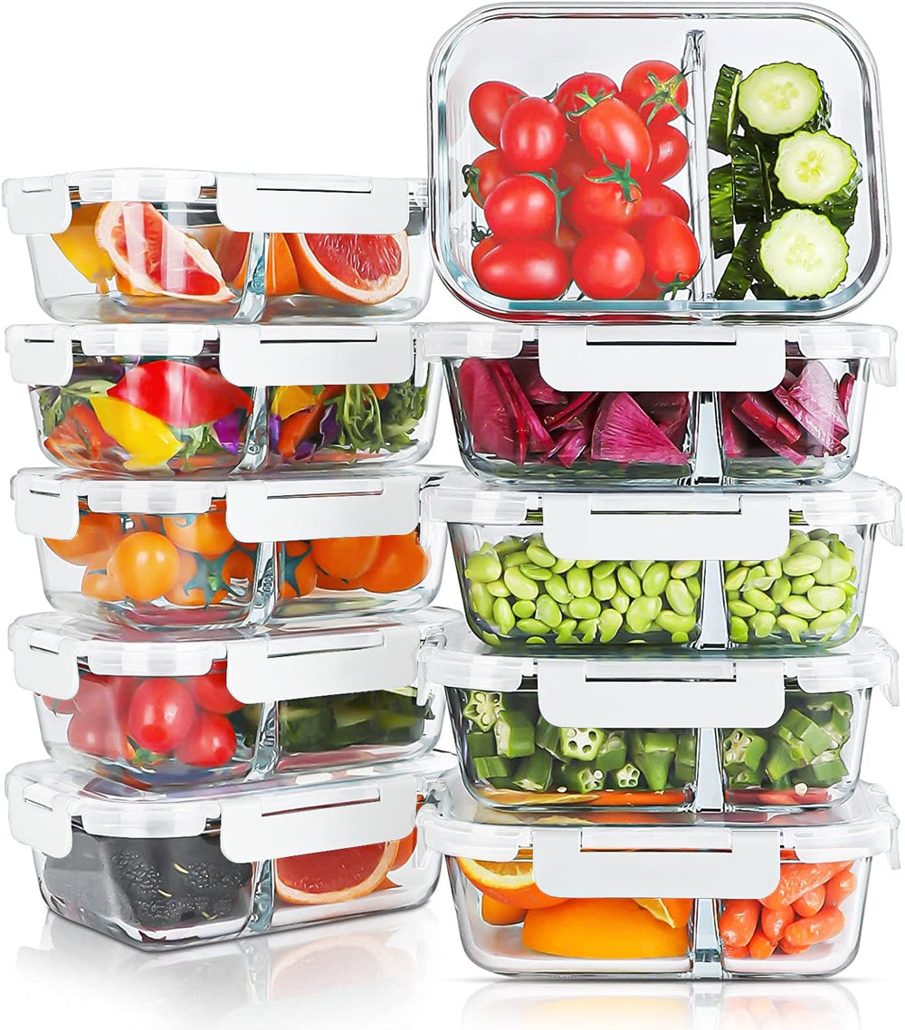 KOMUEE boîte repas en verre face ouverte montrant la capacité et le design pratique