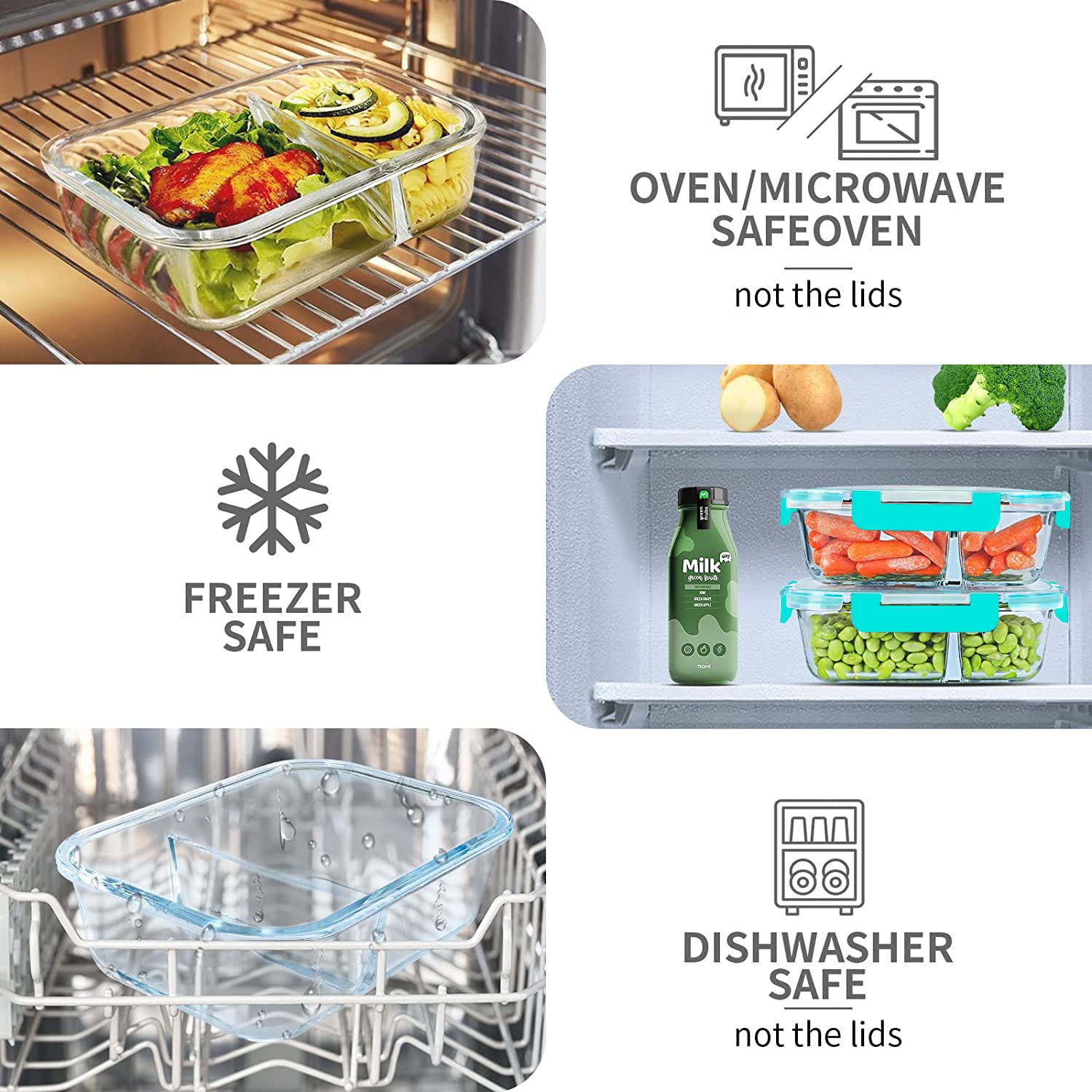 KOMUEE intérieur deux compartiments montrant séparation pratique pour portions équilibrées