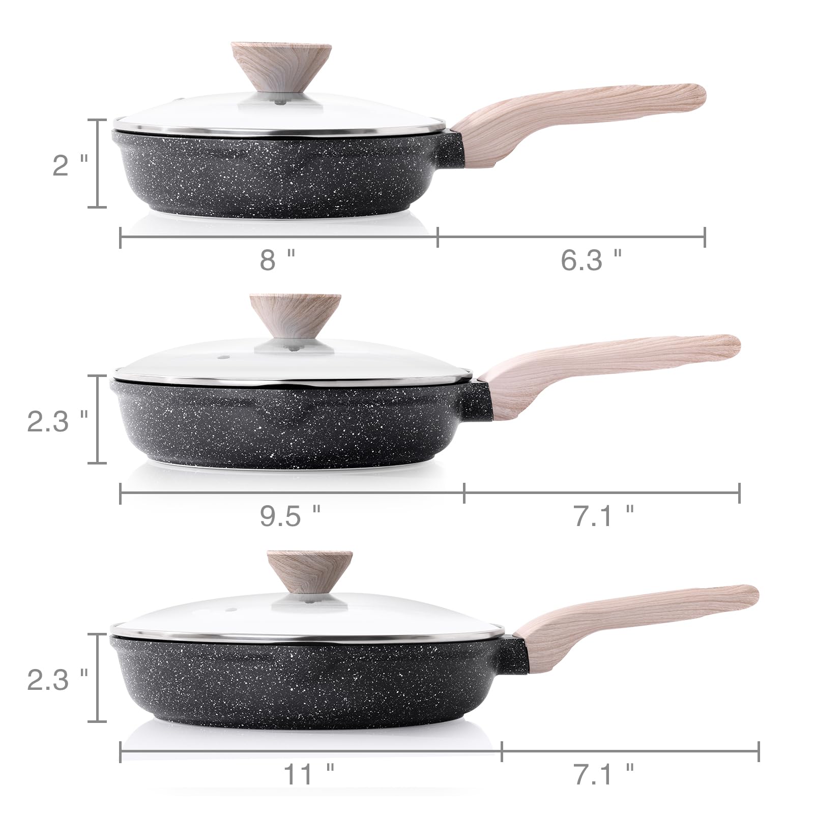 Comparaison des tailles Kordisen 8", 9,5" et 11" pour portions